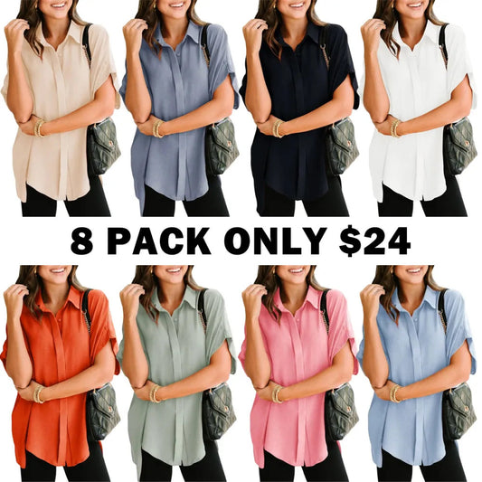 Women's Solid Short Sleeve Blouses