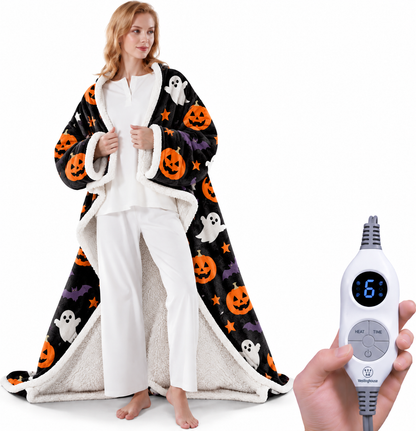 🔥 BESTSELLER | 4PCS $23.99 | 🔥Wearable Heated Blanket with Foot Pocket Sherpa🔥Overheat Protection & Auto Shut-Off