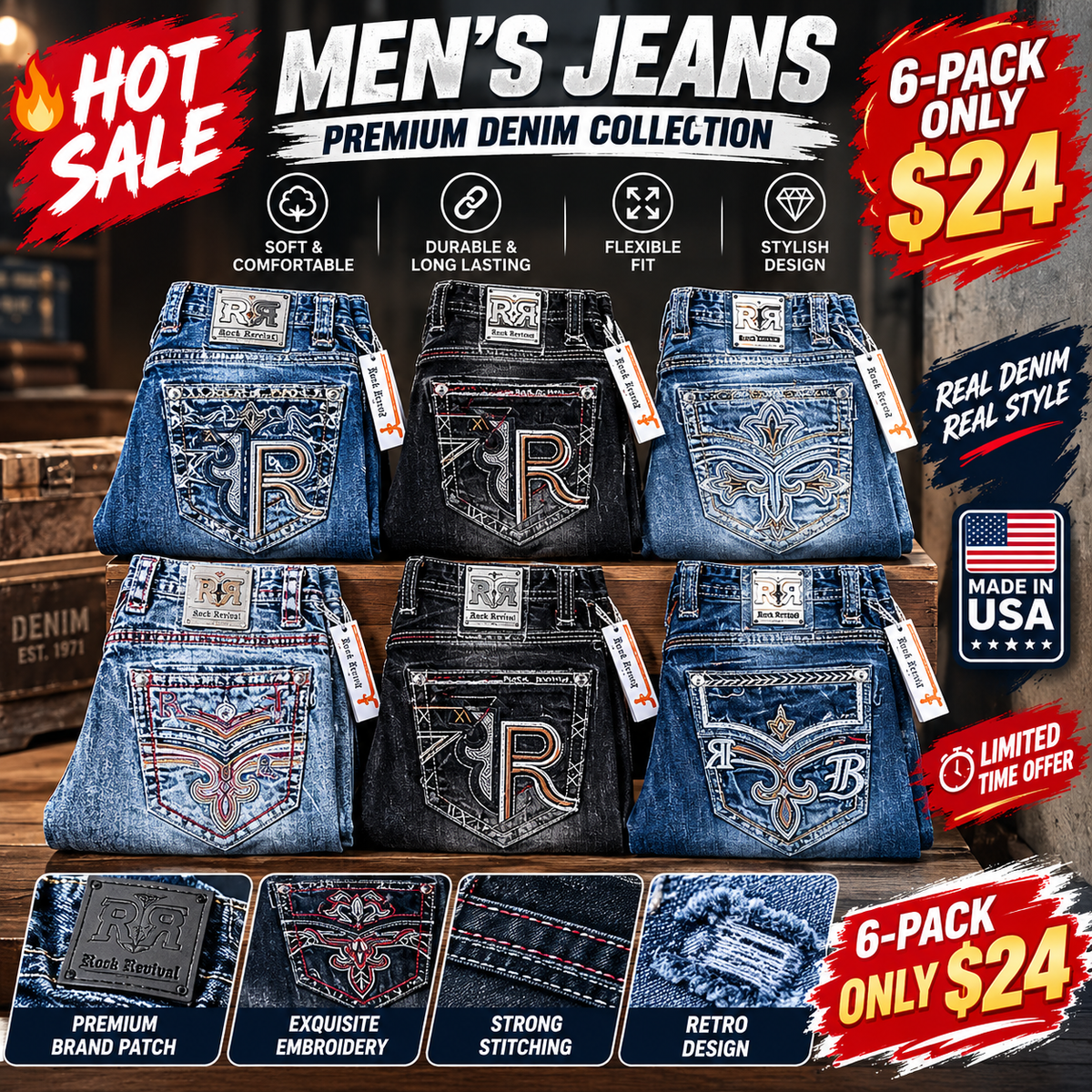 💥 EXCLUSIVE DEAL | Jeans for Men - Premium Western Denim Collection