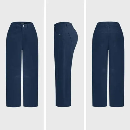 Solid Stitch Detail Mid Waist Crop Baby Barrel Pants