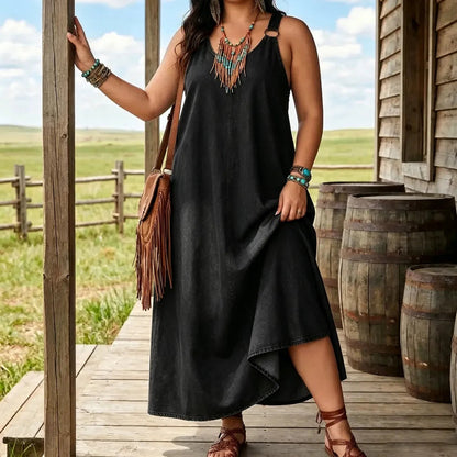 Women’s Sleeveless Denim Maxi Dress