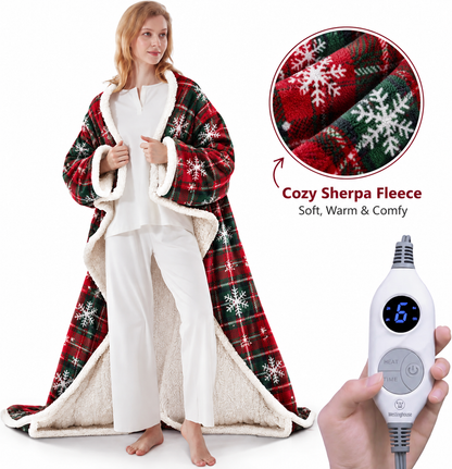 🔥 BESTSELLER | 4PCS $23.99 | 🔥Wearable Heated Blanket with Foot Pocket Sherpa🔥Overheat Protection & Auto Shut-Off