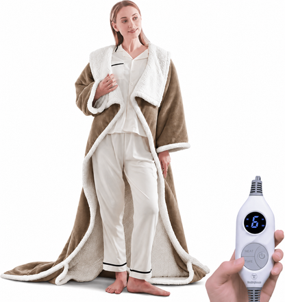 🔥 BESTSELLER | 4PCS $23.99 | 🔥Wearable Heated Blanket with Foot Pocket Sherpa🔥Overheat Protection & Auto Shut-Off