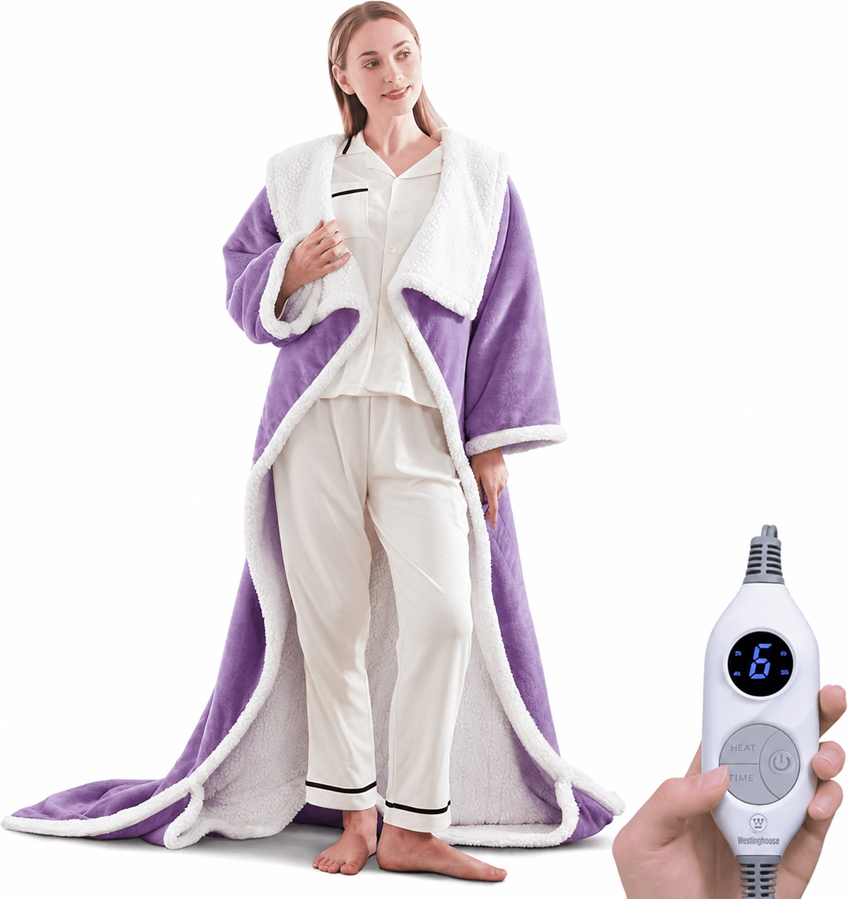 🔥 BESTSELLER | 4PCS $23.99 | 🔥Wearable Heated Blanket with Foot Pocket Sherpa🔥Overheat Protection & Auto Shut-Off