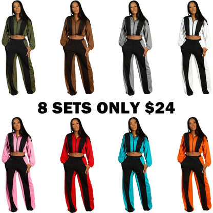 Color block straight pants set