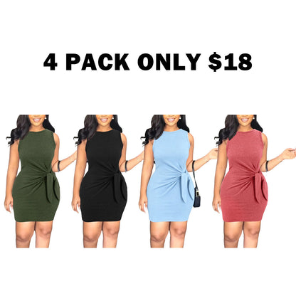Women's Plain Knot Design Tank Dress