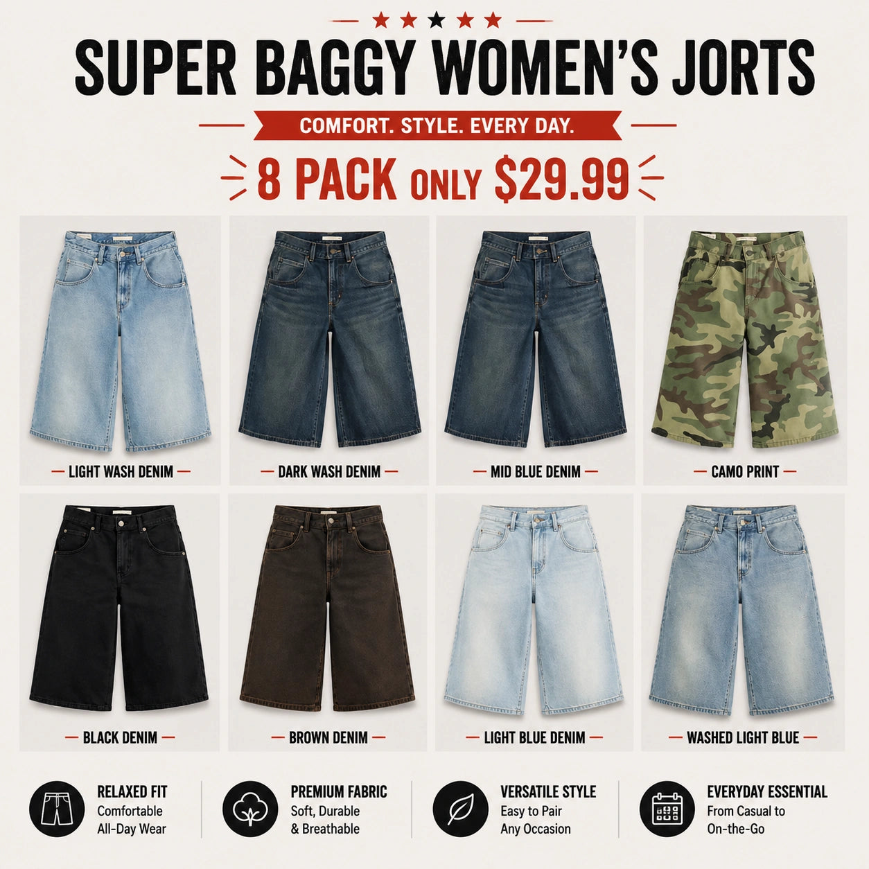 🔥 Clearance Sale — Limited Stock! 🔥Super Baggy Women's Jorts