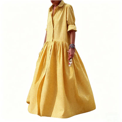 Women's Vintage Plaid Shirt Dress