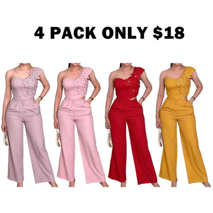 American Style Chic Off-Shoulder Floral Womenswear Set