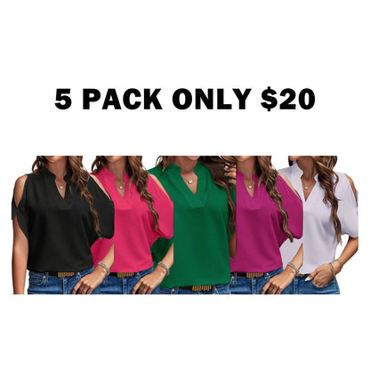 Women's Solid Color Casual Fitted T-Shirt, Short Sleeve Off-Shoulder Top
