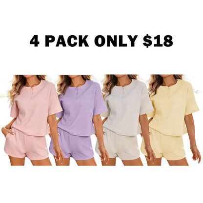 Women’s Waffle Knit 2 Piece Short Sets