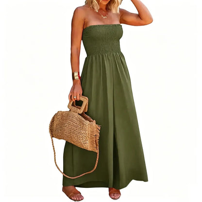 Women‘s Sleeveless Strapless Wide Leg Jumpsuits