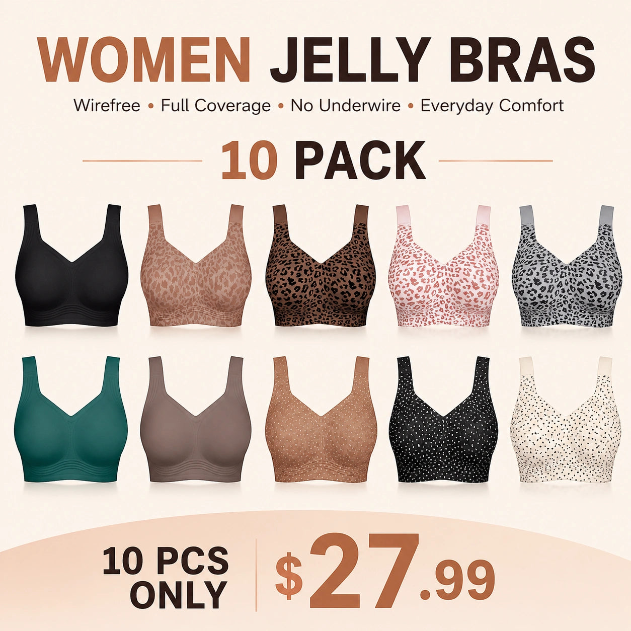 🔥 Clearance Sale — Limited Stock! 🔥Women Jelly Bras Wirefree Full Coverage No Underwire
