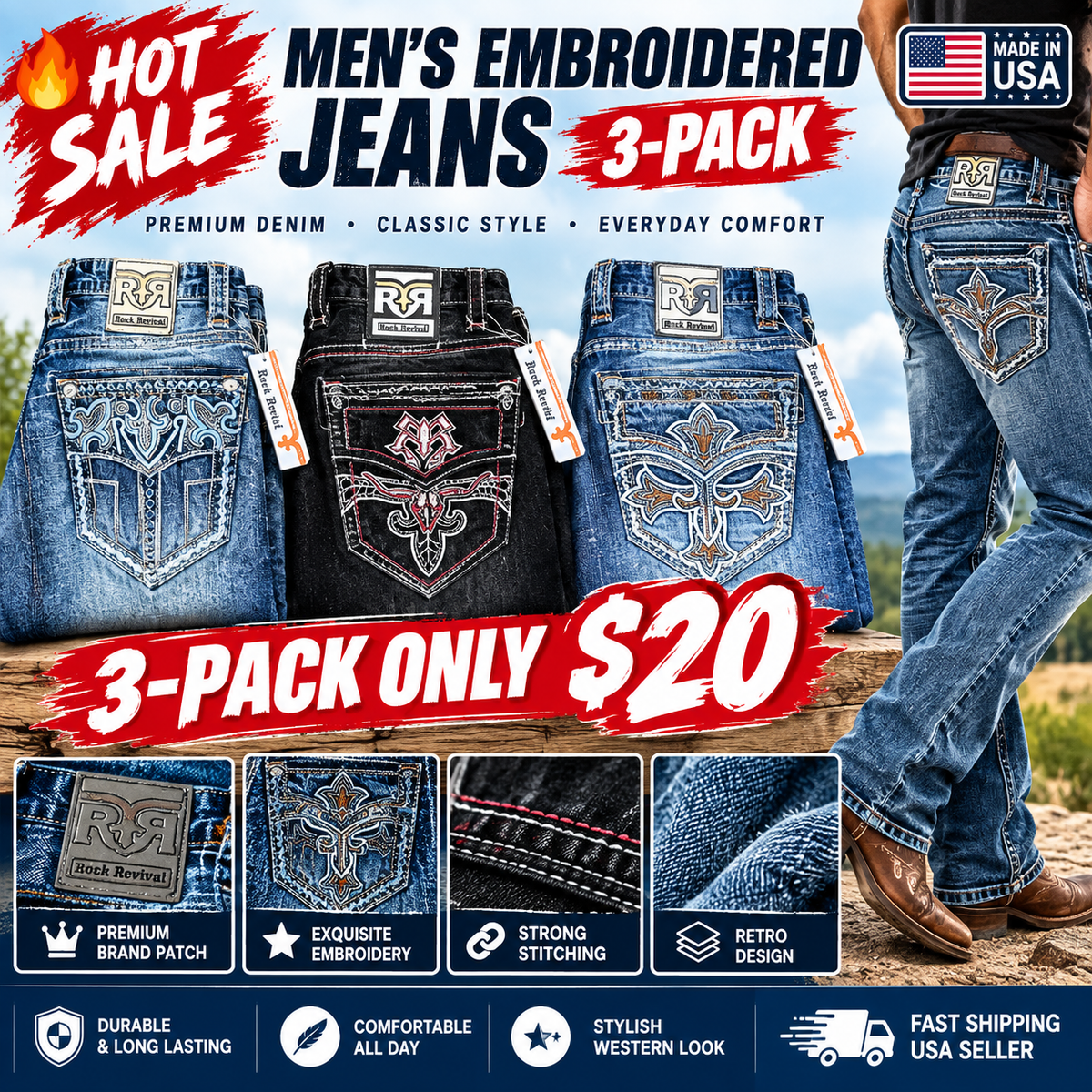 💥 EXCLUSIVE DEAL | Jeans for Men - Premium Western Denim Collection