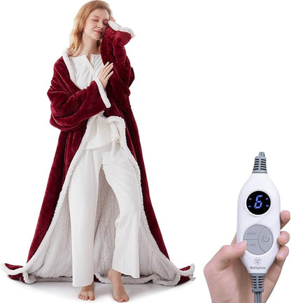 🔥 BESTSELLER | 4PCS $23.99 | 🔥Wearable Heated Blanket with Foot Pocket Sherpa🔥Overheat Protection & Auto Shut-Off