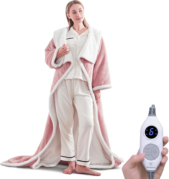 🔥 BESTSELLER | 4PCS $23.99 | 🔥Wearable Heated Blanket with Foot Pocket Sherpa🔥Overheat Protection & Auto Shut-Off