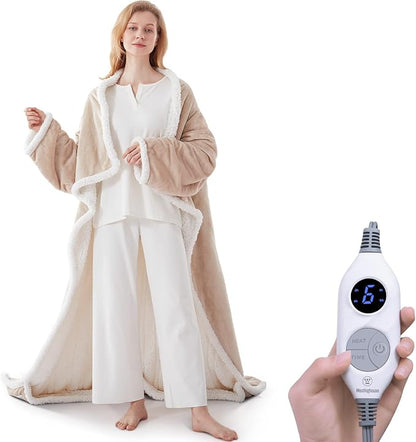 🔥 BESTSELLER | 4PCS $23.99 | 🔥Wearable Heated Blanket with Foot Pocket Sherpa🔥Overheat Protection & Auto Shut-Off