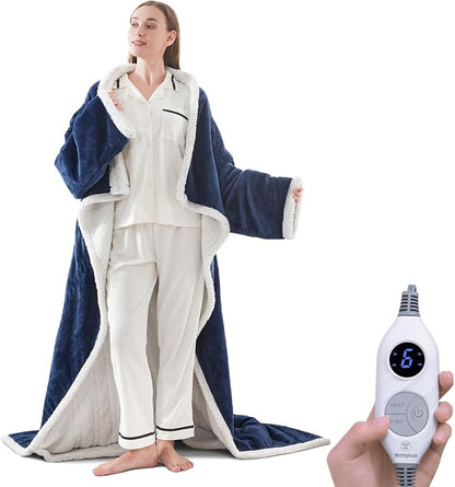 🔥 BESTSELLER | 4PCS $23.99 | 🔥Wearable Heated Blanket with Foot Pocket Sherpa🔥Overheat Protection & Auto Shut-Off