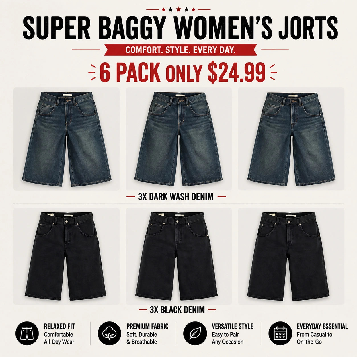 🔥 Clearance Sale — Limited Stock! 🔥Super Baggy Women's Jorts