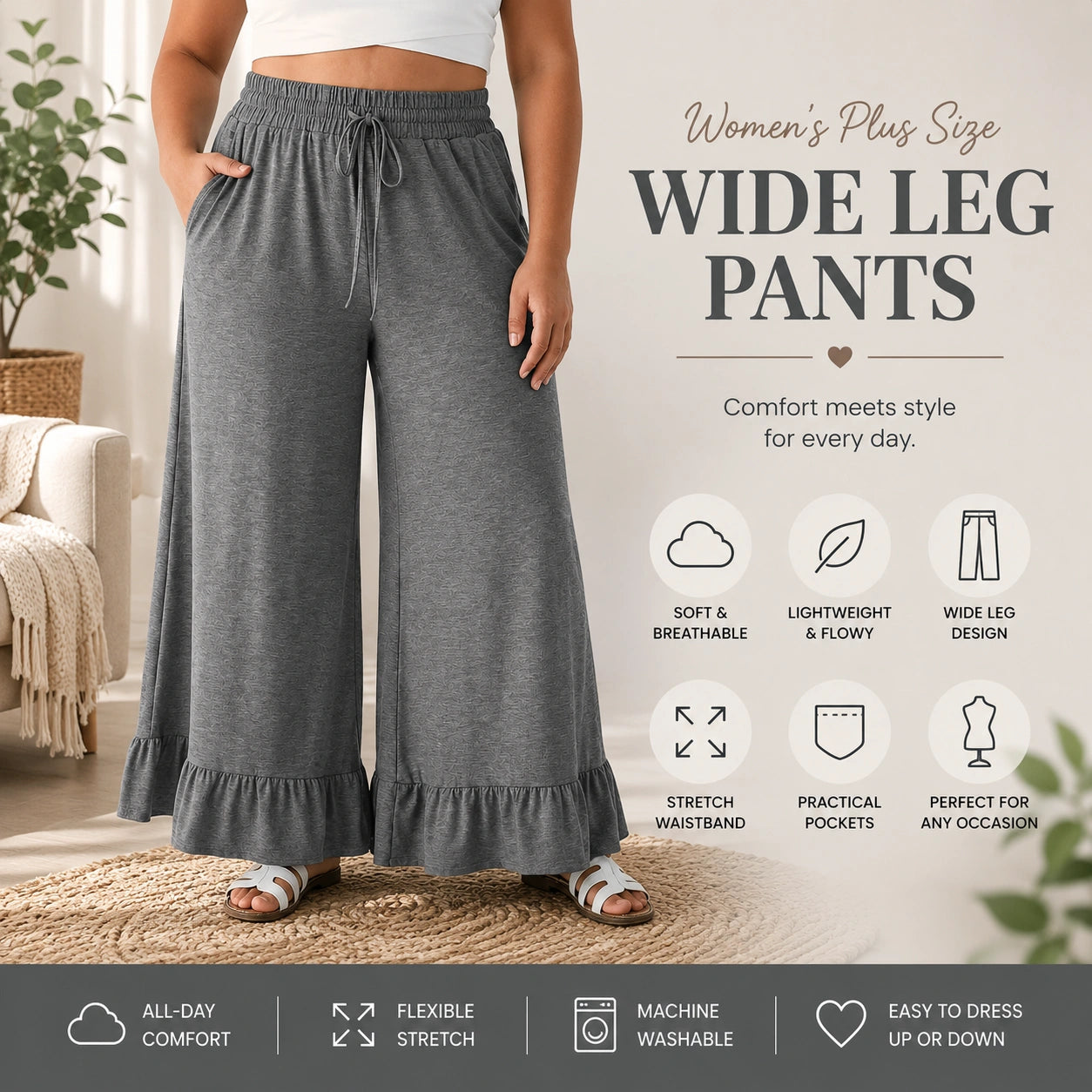 🔥Limited Stock!🔥Women's Plus Size Wide Leg Pants