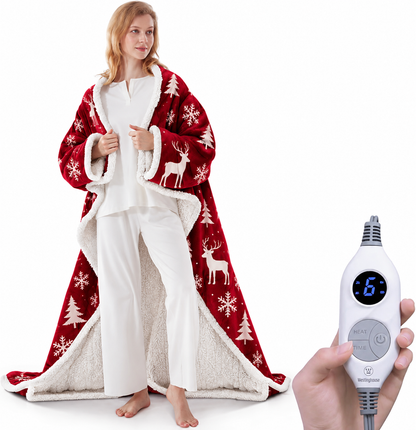 🔥 BESTSELLER | 4PCS $23.99 | 🔥Wearable Heated Blanket with Foot Pocket Sherpa🔥Overheat Protection & Auto Shut-Off