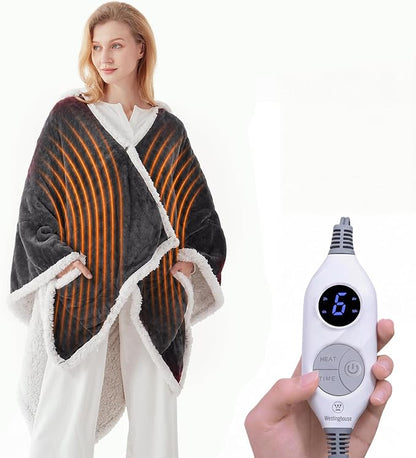 🔥 BESTSELLER | 4PCS $23.99 | 🔥Wearable Heated Blanket with Foot Pocket Sherpa🔥Overheat Protection & Auto Shut-Off