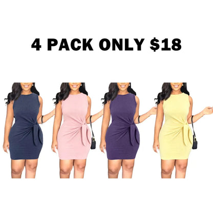 Women's Plain Knot Design Tank Dress