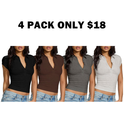 Slim-Fit Button Short Sleeve Polo Shirt