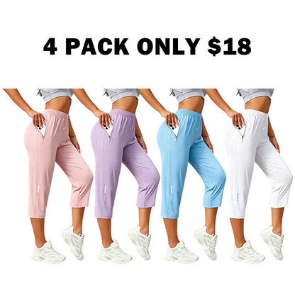Women’s ice silk breathable high-stretch capri pants