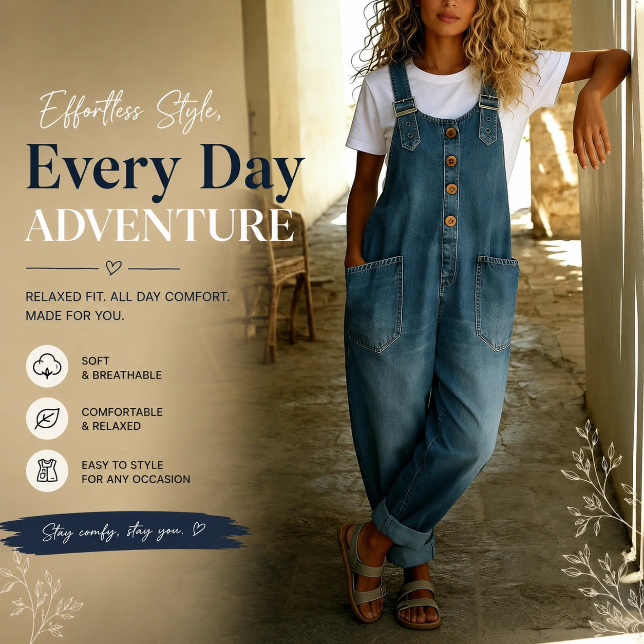 Vintage Loose Wide Leg Jean Bib Overalls
