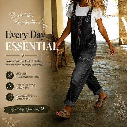 Vintage Loose Wide Leg Jean Bib Overalls