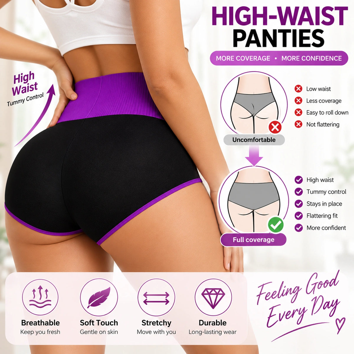 🔥 BESTSELLER | 20PCS $29.99 | Women's High Waist Seamless Underwear