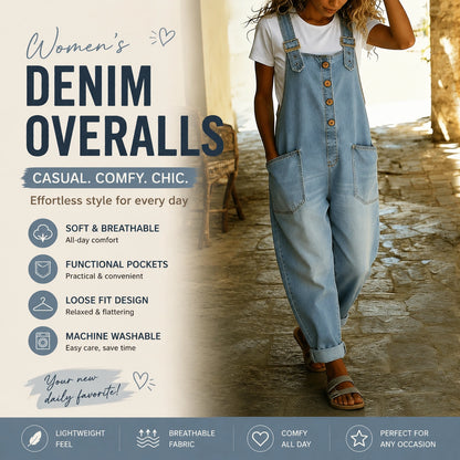 Vintage Loose Wide Leg Jean Bib Overalls