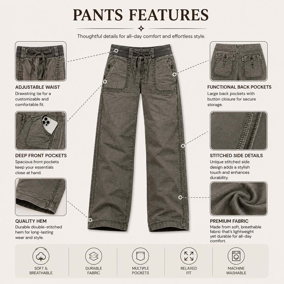 🔥 BESTSELLER | 8PCS $25.37 | Women's High Stretch Mid Rise Straight Pants