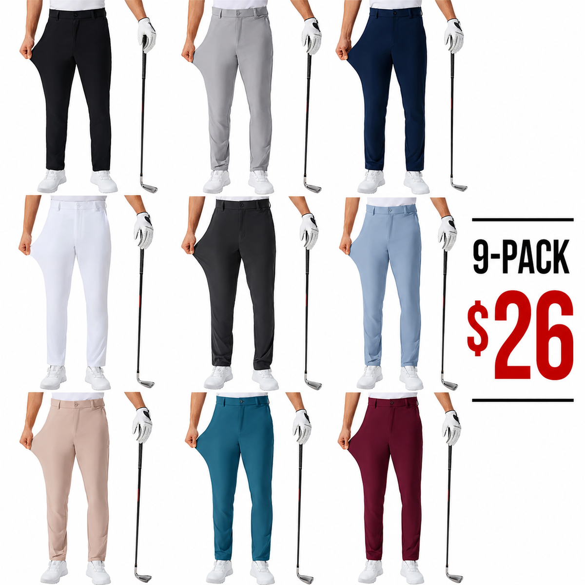 Men's Golf Pants Lightweight Stretch Work Dress Pants