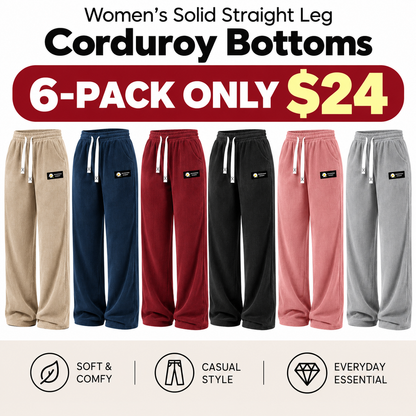 Women's Solid Straight Leg Corduroy Bottoms