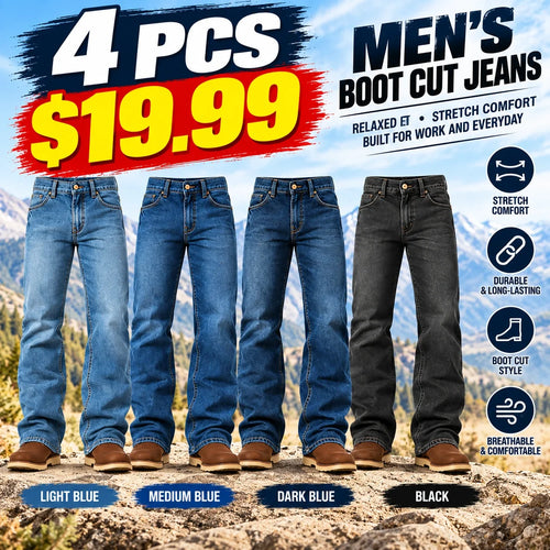 🔥 BESTSELLER | 4PCS $19.99 | Men's Relaxed Stretch Boot Cut Jeans