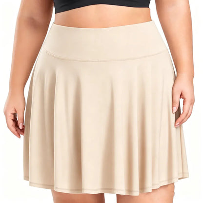 【Plus Size】 Pleated Tennis Skirt with Shorts