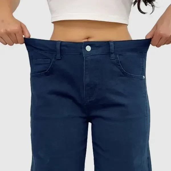 Solid Stitch Detail Mid Waist Crop Baby Barrel Pants