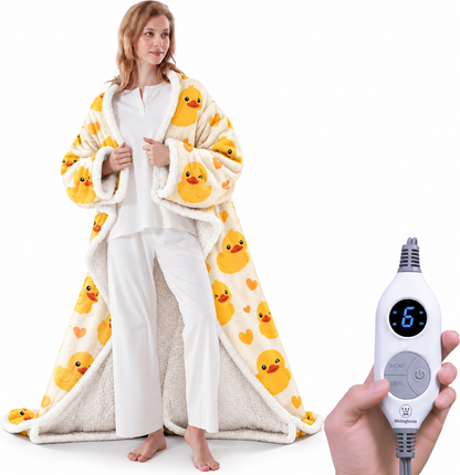 🔥 BESTSELLER | 4PCS $23.99 | 🔥Wearable Heated Blanket with Foot Pocket Sherpa🔥Overheat Protection & Auto Shut-Off