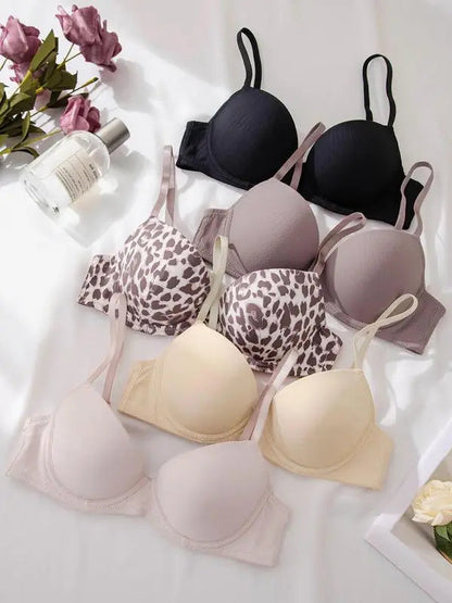 Women's Solid & Leopard Print Underwire Bra