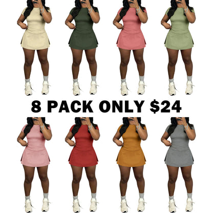 Women's Slim-Fitting Crop Tee & Short Skirt Set