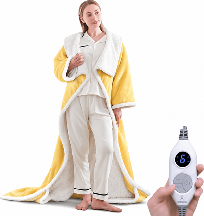 🔥 BESTSELLER | 4PCS $23.99 | 🔥Wearable Heated Blanket with Foot Pocket Sherpa🔥Overheat Protection & Auto Shut-Off