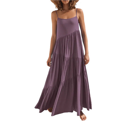 Asymmetric Tiered Style Sleeveless Beach Dress
