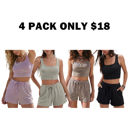 Women's 2-Piece Chic Fade Craft Casual Acid Wash Matching Set