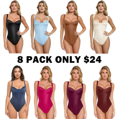 Basic Faux Leather Corset Top Supportive Shapewear