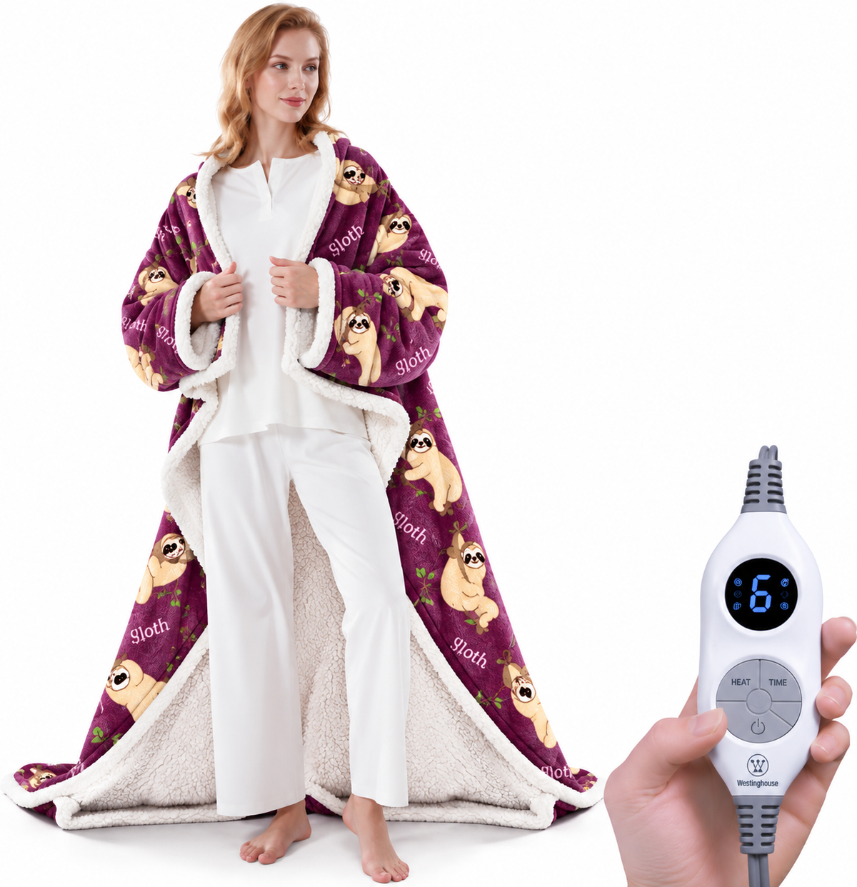 🔥 BESTSELLER | 4PCS $23.99 | 🔥Wearable Heated Blanket with Foot Pocket Sherpa🔥Overheat Protection & Auto Shut-Off